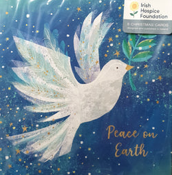 Charity Christmas Card (In Irish & English) - Pack of 8 Large Size / Irish Hospice Foundation - Peace Bird