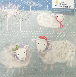 Charity Christmas Card (In Irish & English) - Pack of 8 Large Size / Irish Hospice Foundation - Christmas Sheep