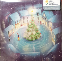Charity Christmas Card (In Irish & English) - Pack of 8 Large Size / Irish Hospice Foundation - Giant Christmas Tree in the Town