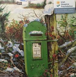 Charity Christmas Card (In Irish & English) - Pack of 8 Large Size / Irish Hospice Foundation - Post Box attached to a Tree