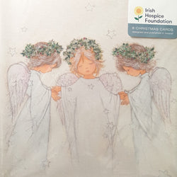 Charity Christmas Card (In Irish & English) - Pack of 8 Large Size / Irish Hospice Foundation - Three Angels