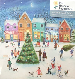 Charity Christmas Card (In Irish & English) - Pack of 8 Small Size / Irish Hospice Foundation - Beautiful Christmas at the shops
