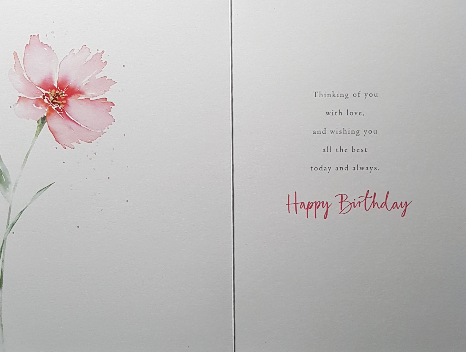 Birthday Card - Thinking Of You / Two Beautiful Flowers On A White Front