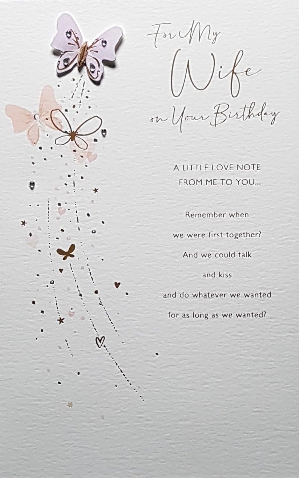 Birthday Card - Wife / Butterflies Leaving a Sparkly Trail