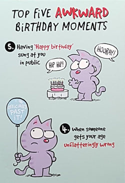 Birthday Card - Top Five Awkward Birthday Moments