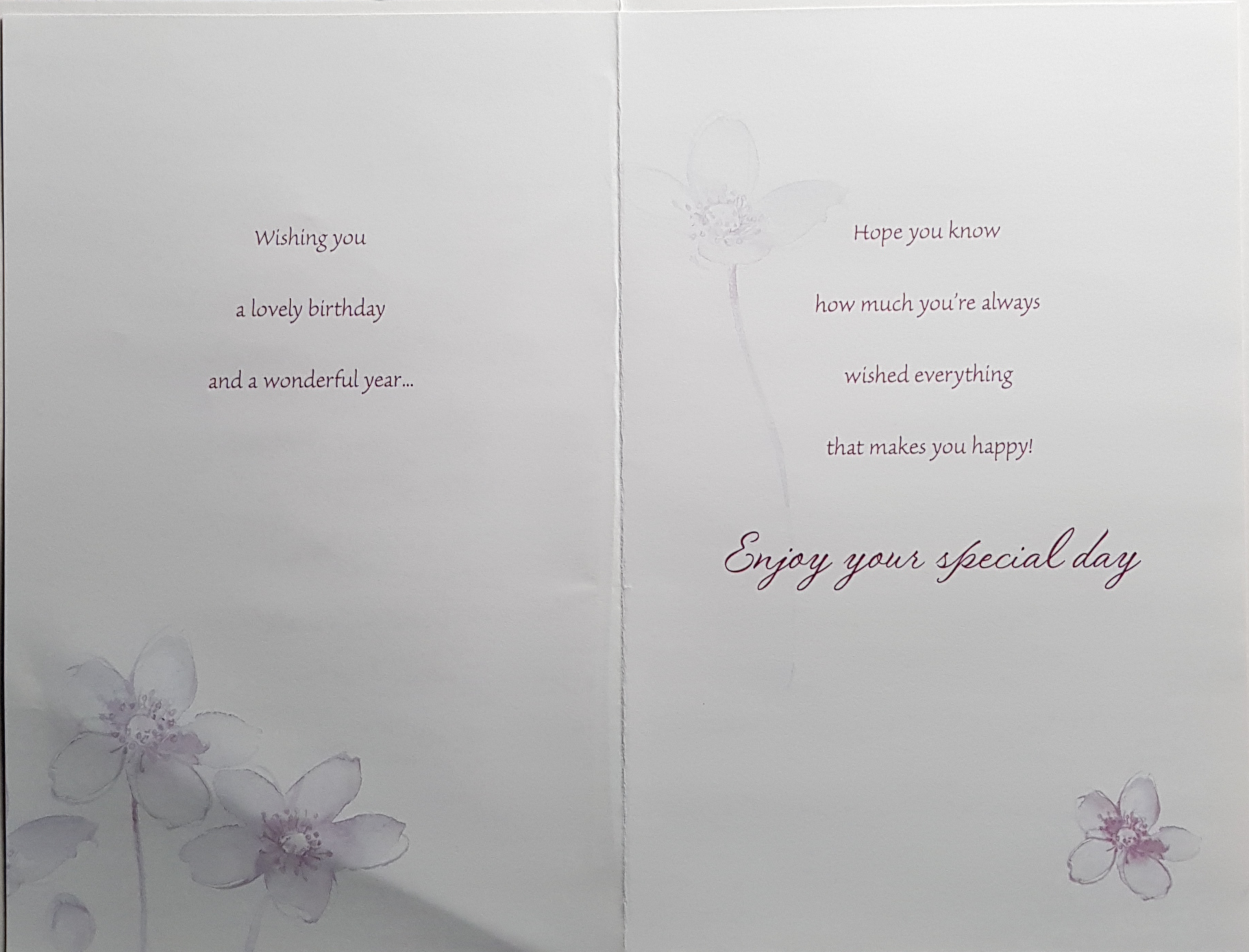 Birthday Card - General Female / Three Pink Flowers & Lovely Butterflies