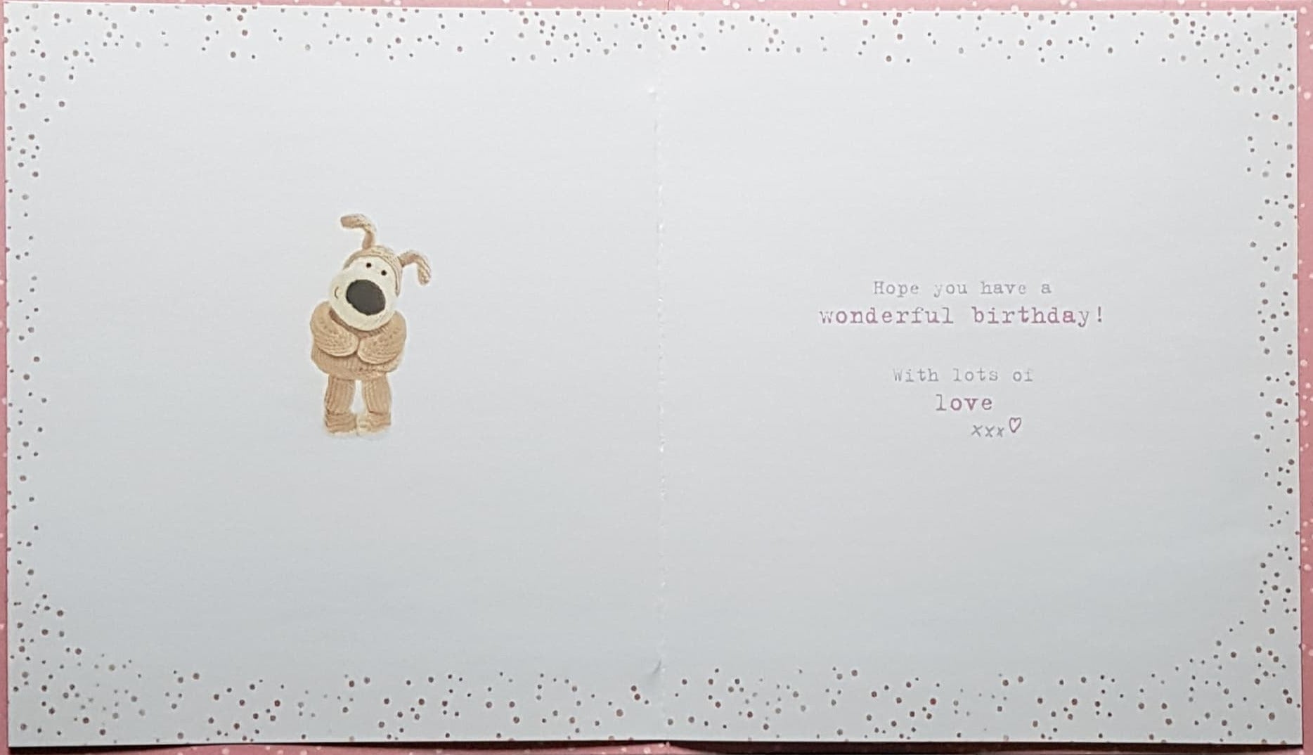 Birthday Card - A Cute Dog & A Floral Ribbon