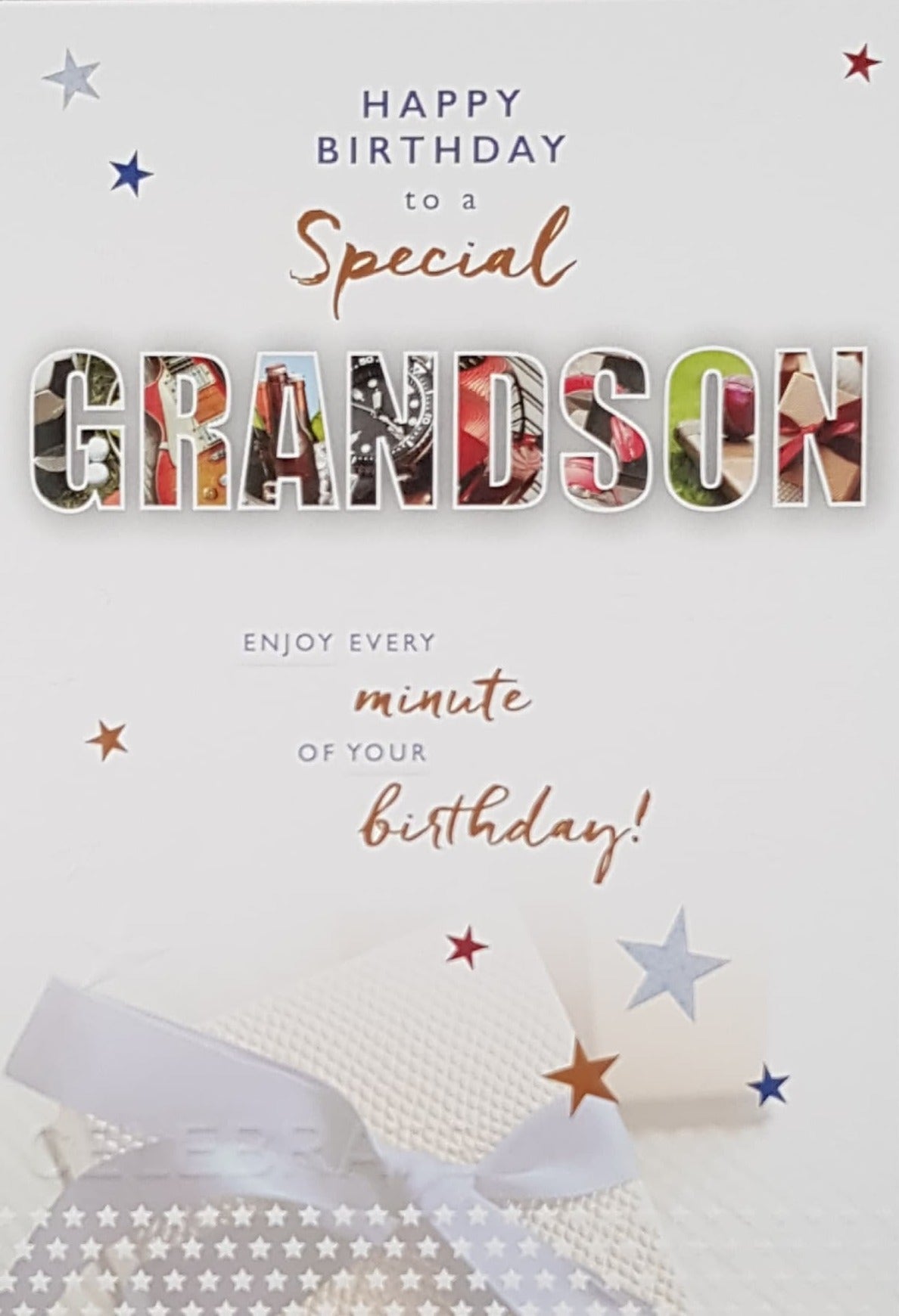 Birthday Card - Grandson / 'Enjoy Every Minute On Your Birthday!' & Stars