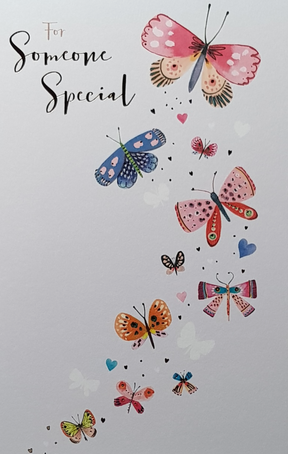 Birthday Card - Someone Special / Beautiful And Colourful Butterflies On White Front