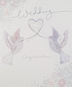 Wedding Card - General / Two Doves & A Silver Heart