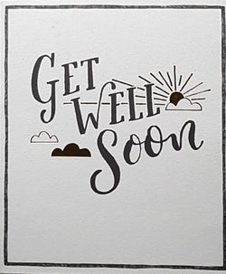 Get Well Card - Black Font & Sun Behind White Cloud