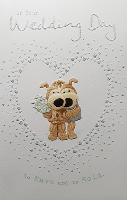 Wedding Card - Cute Dog Teddies Surrounded by Little White Hearts