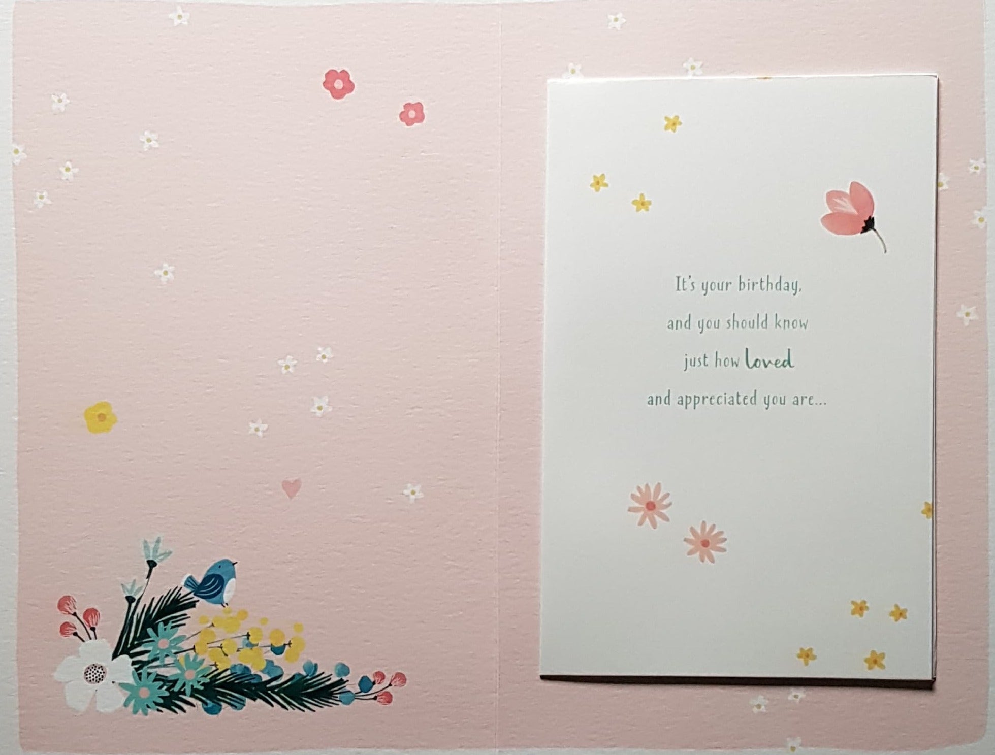 Birthday Card - Mum / A Turquoise Heart & A  Floral Border