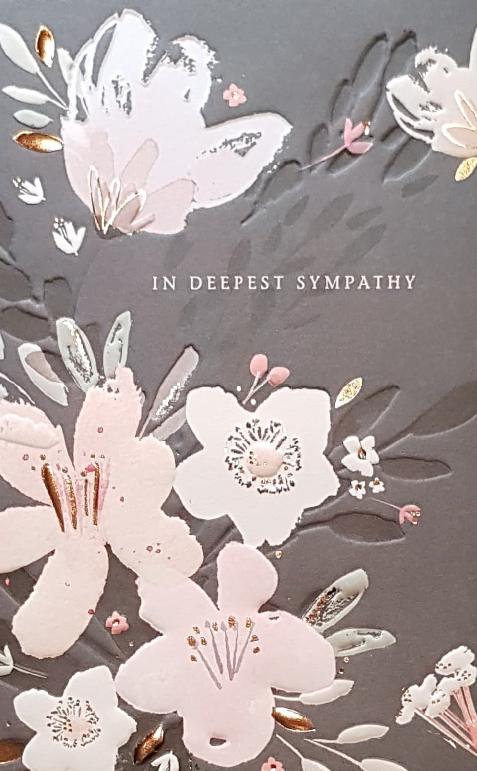Sympathy Card - White Flowers On A Dark Front