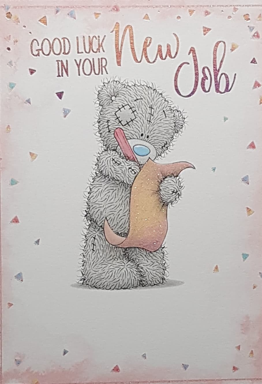 New Job Card - A Teddy Writing A Letter & A Shiny Frame