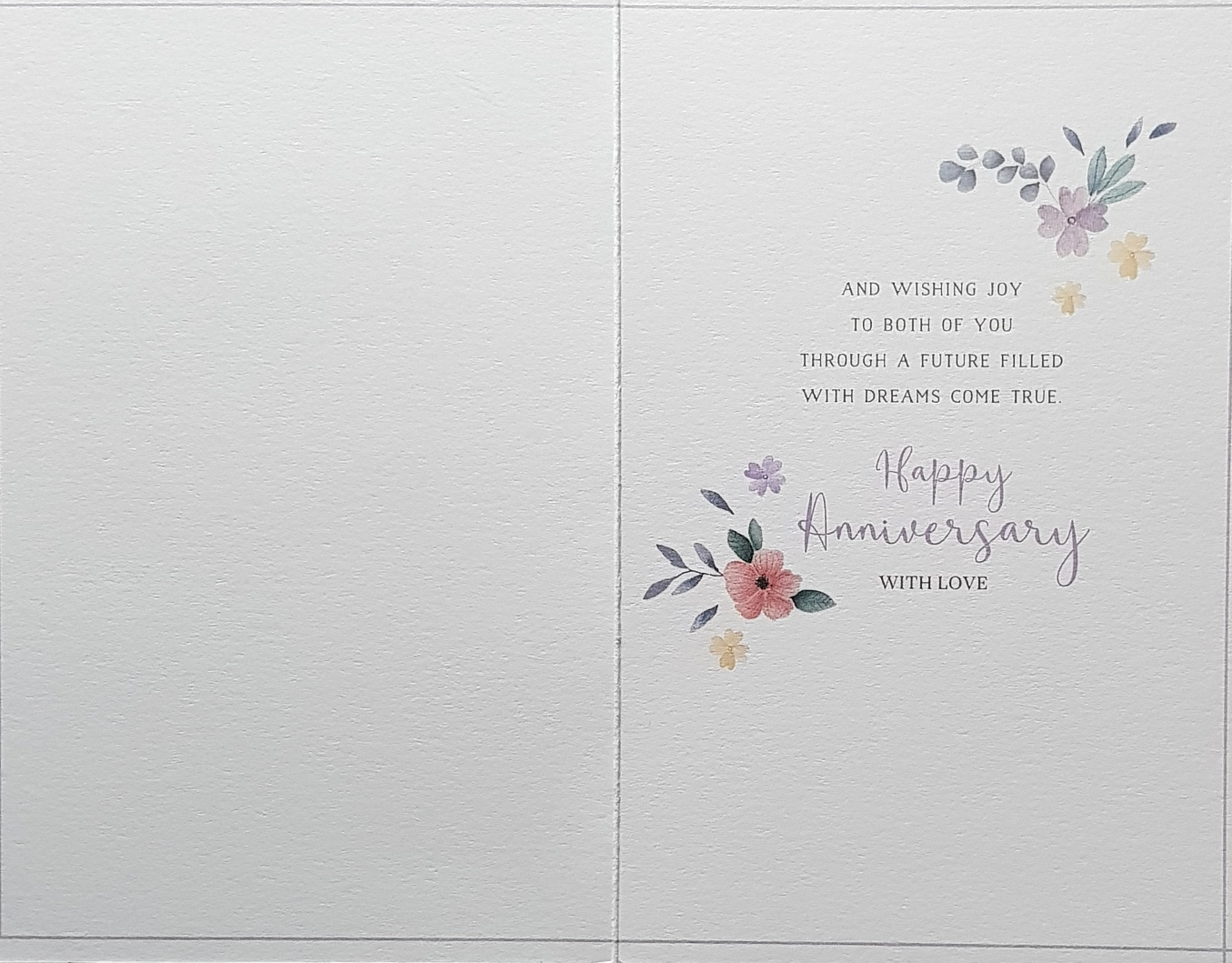 Anniversary Card - A White Heart With A Floral Border & Love Birds
