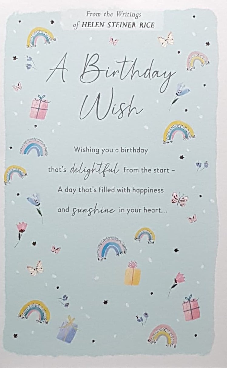 Birthday Card - ' A Birthday Wish ' On A Light Blue Front