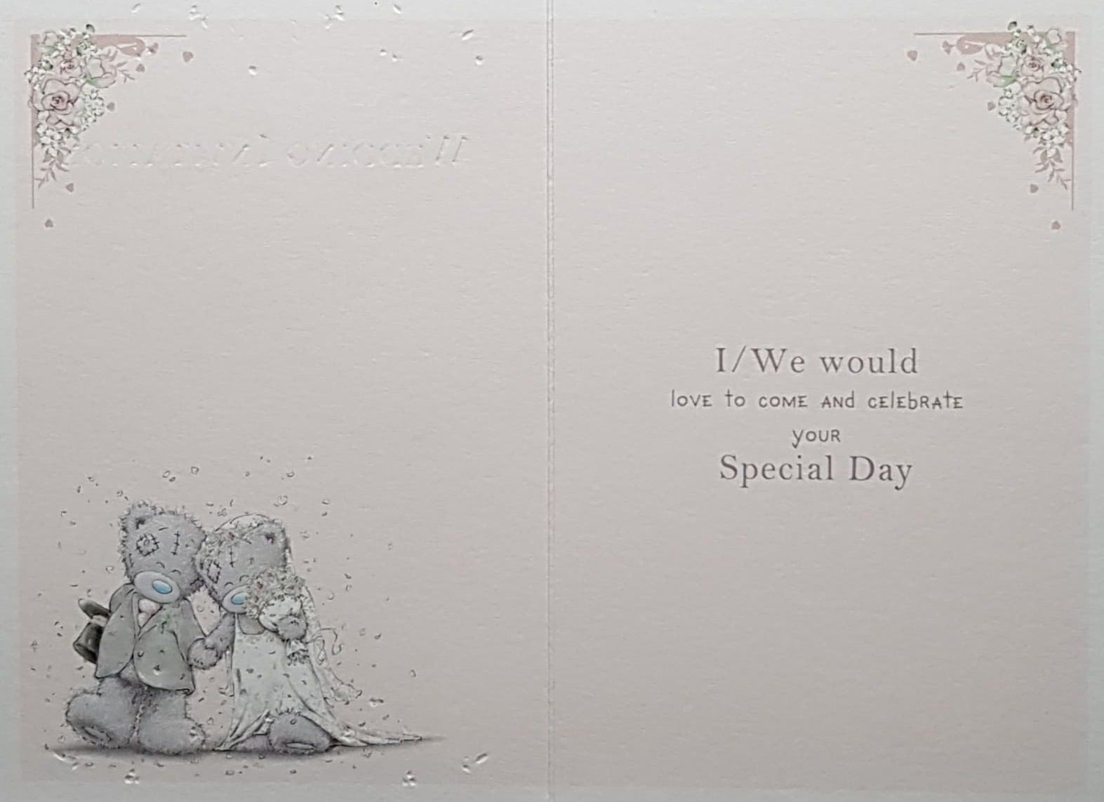 Wedding Card - Invitation Response / A Loving Teddy Couple (Acceptance)