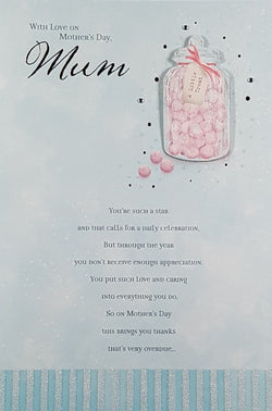 Mum Mothers Day Card - A Little Treat On A Blue Background