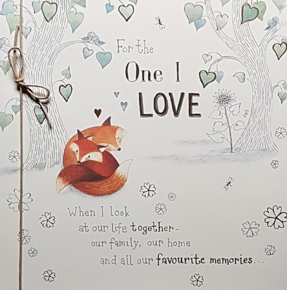 Birthday Card - One I Love / Two Cute Foxes Curled Up In Forest