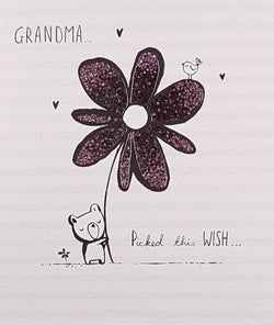 Grandma Mothers Day Card - Sparkly Purple Flower