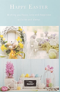 Easter Card - Traditional / A Lovely Wreath With A Yellow Ribbon & White Candles