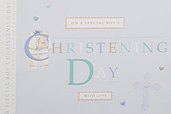 Christening Card - Special Boy / A Cute Little Suit Behind 'Christening'