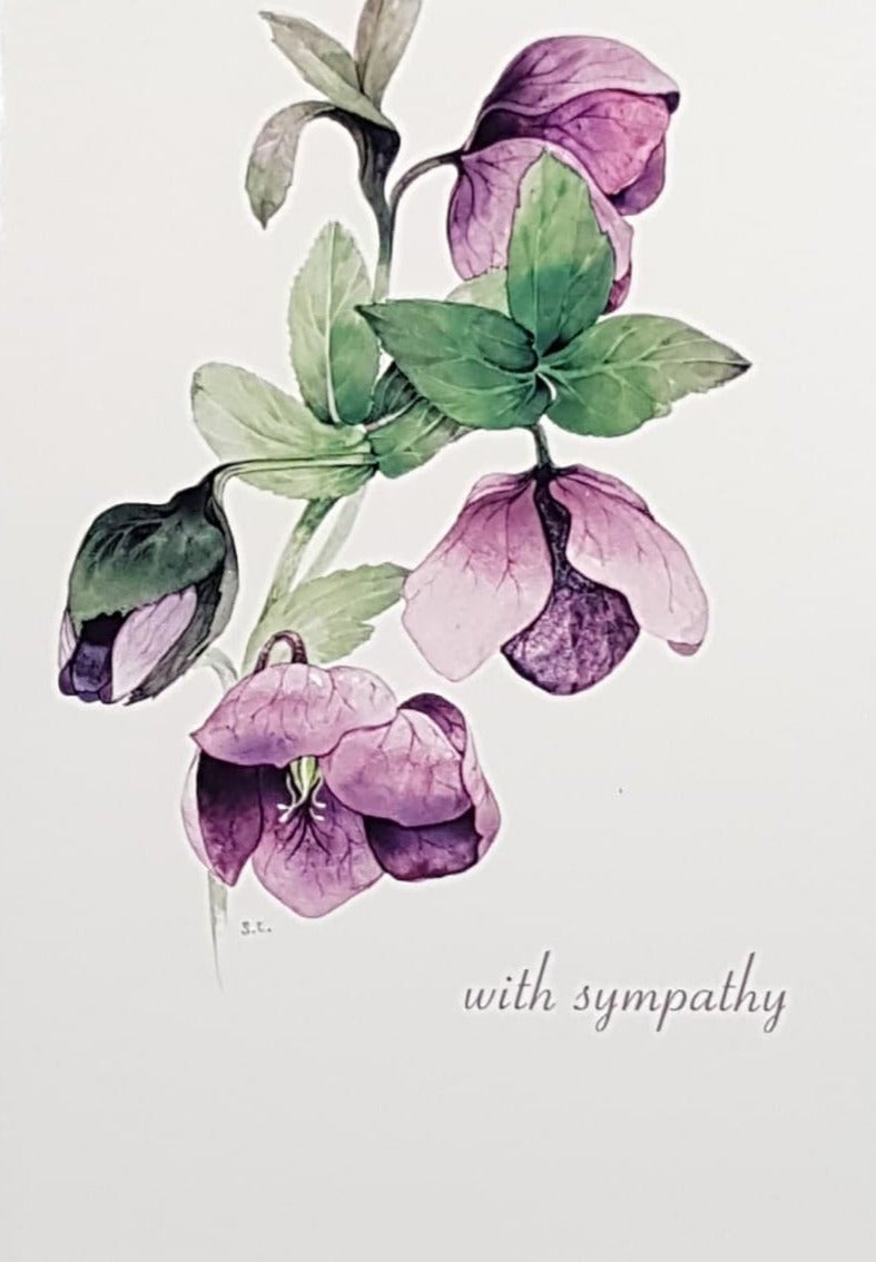 Sympathy Card - Drooping Purple Flower