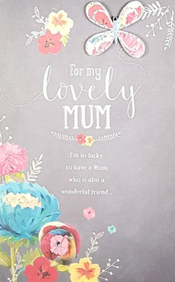 Mum Mothers Day Card - Colourful Flowers On Grey Background
