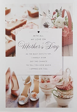 General Mothers Day Card - Floral Tea Cups & Deliciuos Cake Pieces