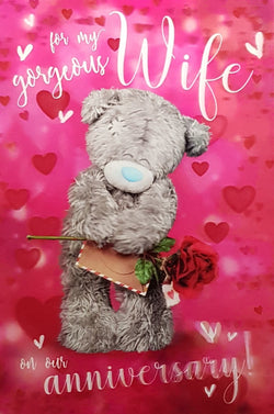 Anniversary Card - Wife / For My Gorgeous Wife & White Hearts (3D Card)