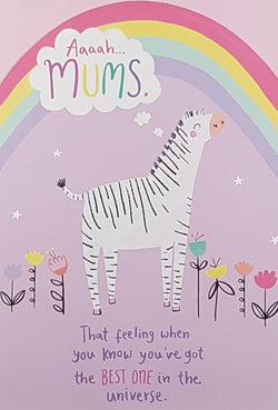 Mum Mothers Day Card - Thinking Zebra & Rainbow
