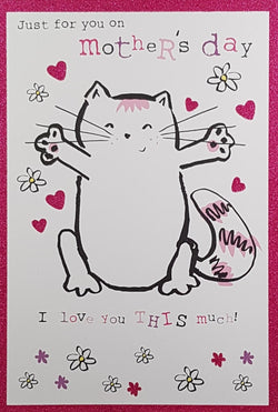 Just For You Mothers Day Card - A Happy Cat On A Sparkly Pink Frame