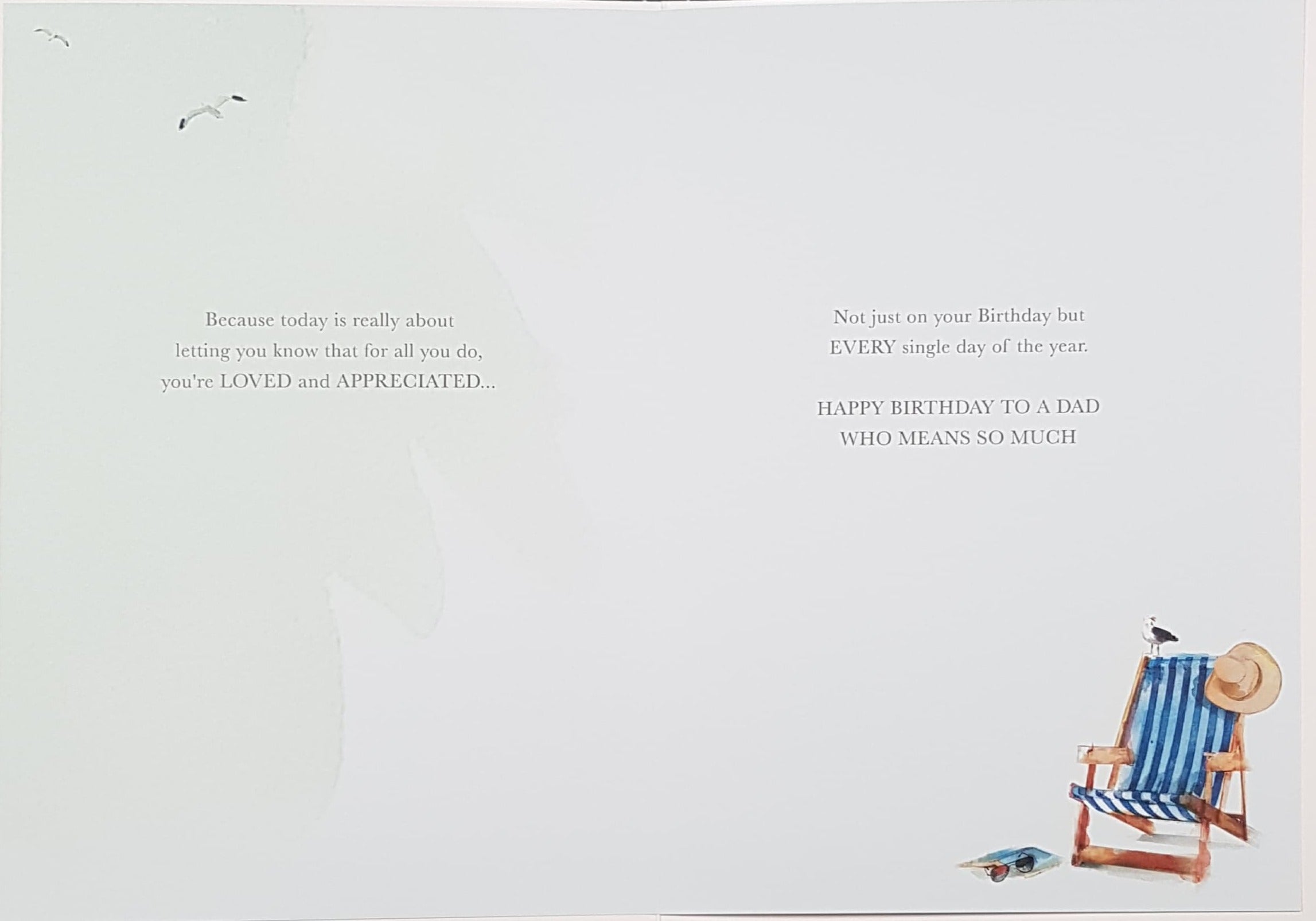 Birthday Card - Dad / A Nice Message For Dad & Blue Beach Chairs