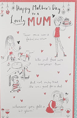 Mum Mothers Day Card - To A Lovely Mum' & A Red Glittery Frame