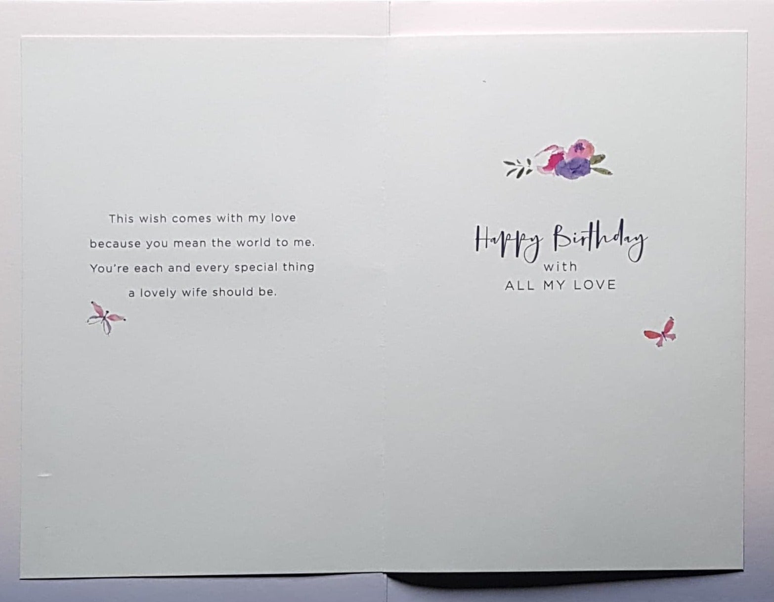 Birthday Card - Wife / A Cake With Flowers & Gold Sparkles