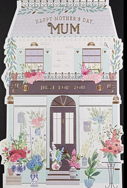 Mum Mothers Day Card - Flower Shop With Floral Decoration 'Just For You'