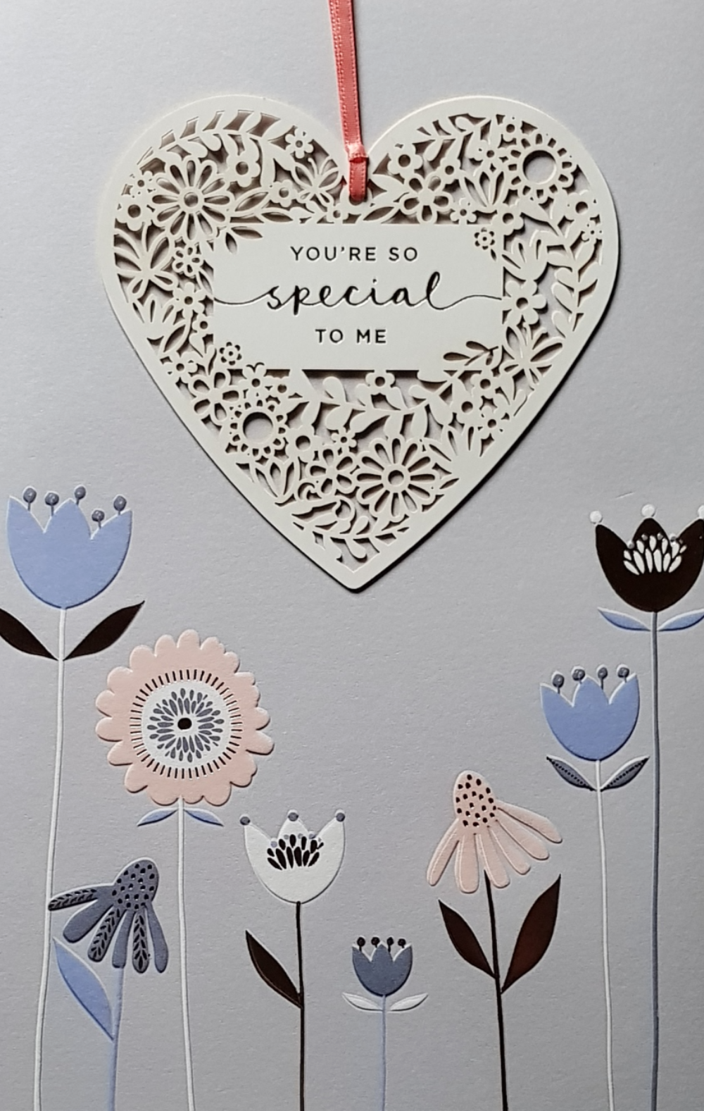 Birthday Card - So Special / An Elegant White Heart & Flowers