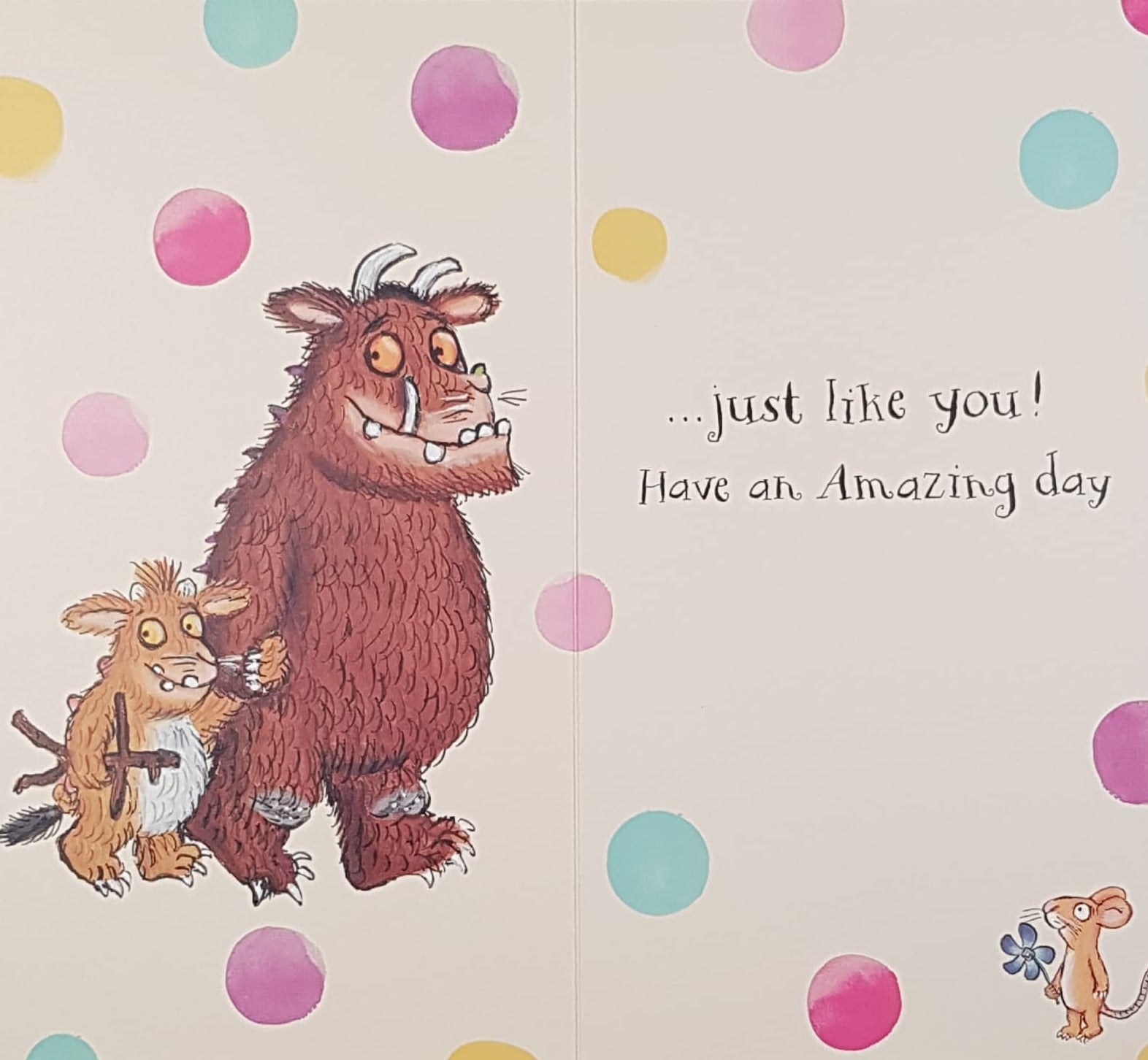 Birthday Card - Granddaughter / A Brown Beast & Pink Polka Dots