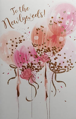Wedding Card - Balloons With A Gold Font & Sequins