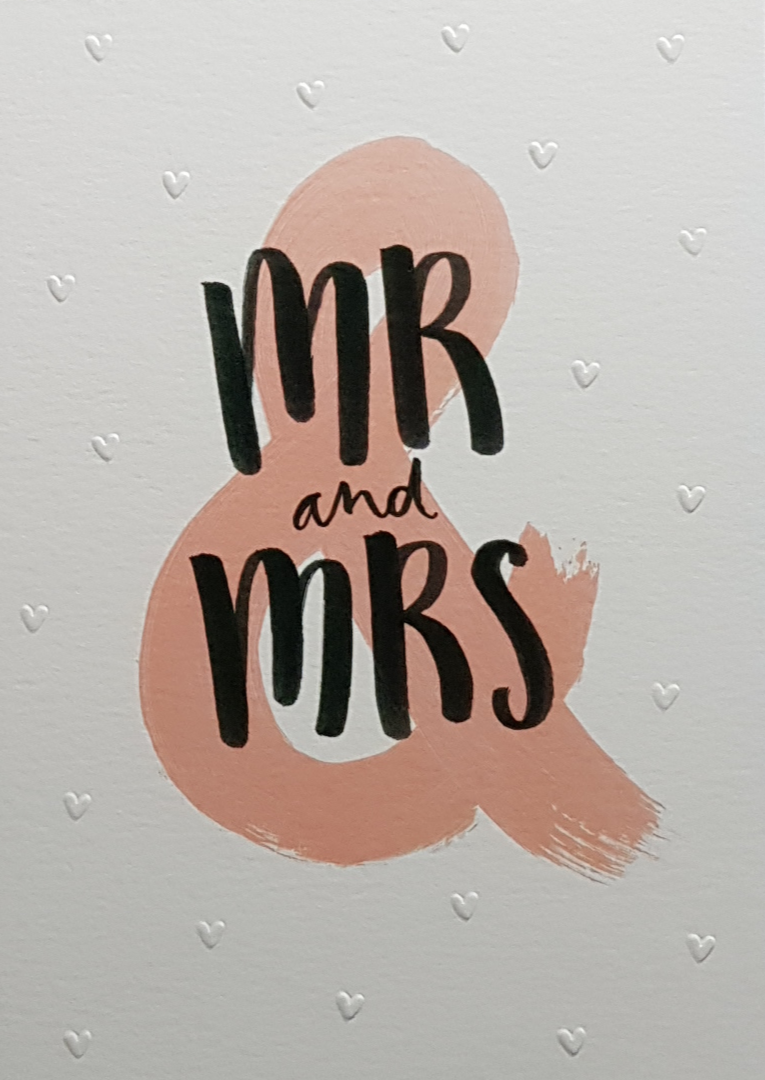 Wedding Card - Mr. & Mrs. White Background & White Hearts