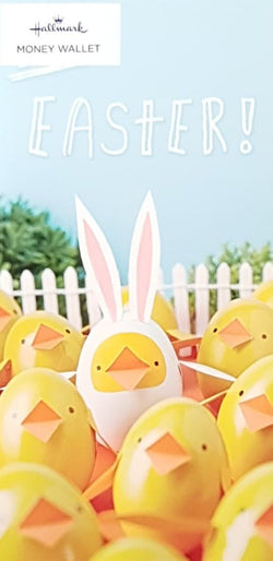 Easter Card - Crowd Of Yellow Chicks & One Wearing A Bunny Costume (Money Wallet)