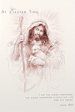 Easter Card - A Shepherd Holding A Lamb in Arms