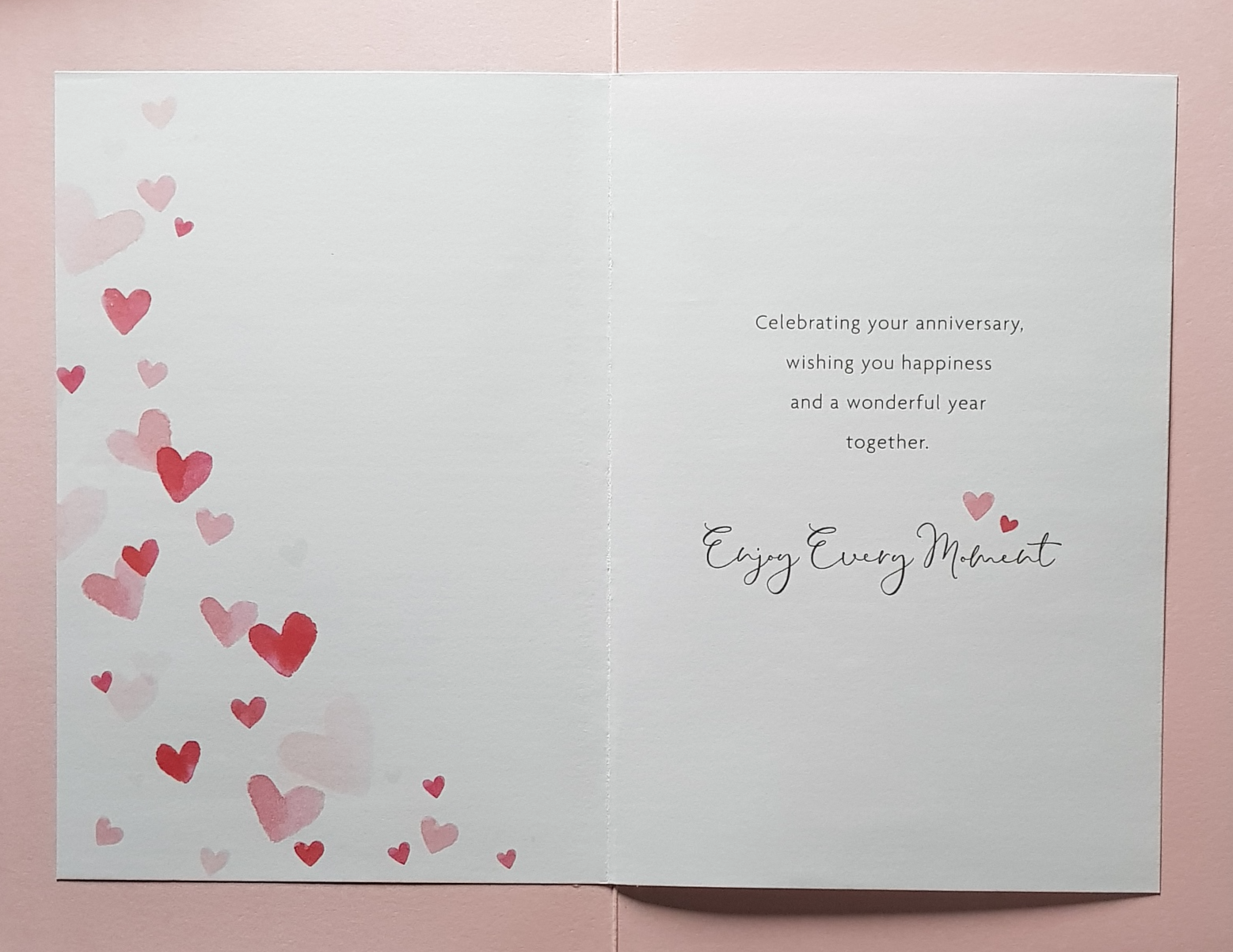 Anniversary Card - On Your Anniversary / Pink & Red Hearts Floating Up From A Corner