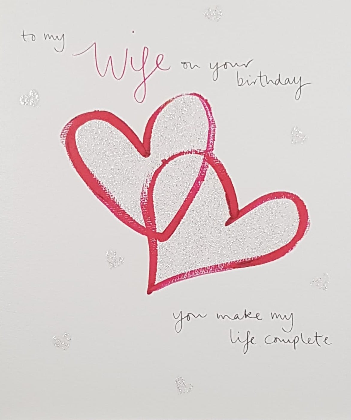 Birthday Card - Wife / Two Red Hearts Overlapping