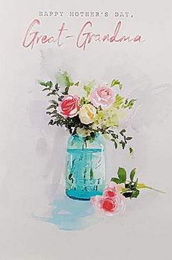 Great Grandma Mothers Day Card - Roses in Blue Vase