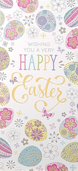 Easter Card - Floral Eggs And White Flowers ( Money Wallet )