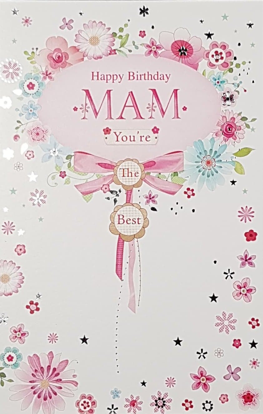 Birthday Card - Mam / 'You're The Best' & A Pink Bow