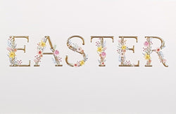 Easter Card - A Shiny Gold Font With A Floral Decoration