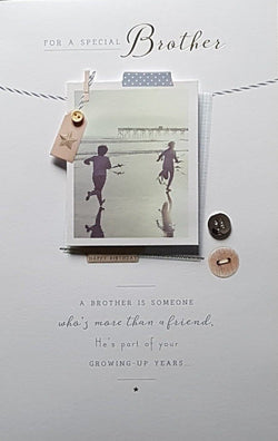 Birthday Card - Brother / A White Frame Of Two Boys Running In A Beach